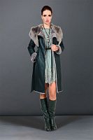 Дубленка с капюшоном и поясом ДД-150 з фото